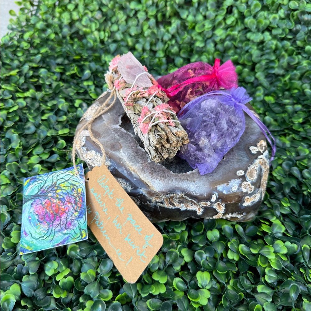 Crystal & Botanical Wellness Kit | Grounding • Purification • Self-Love